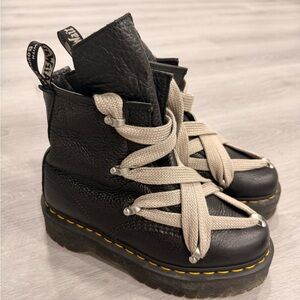 Dr. Martens Jumbo Lace 1460 Quad Rick Owens Black Platform Leather Boots Size 6